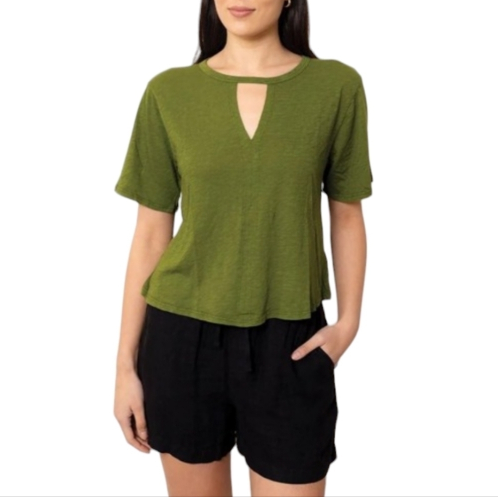 Velvet by Graham & Spencer‎ June Vintage Slub Tee Moss Size Medium